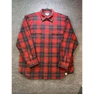 Carhartt Men's XL Original Fit Flannel Plaid‎ Heavy Duty Button Up Shirt Red/Blk